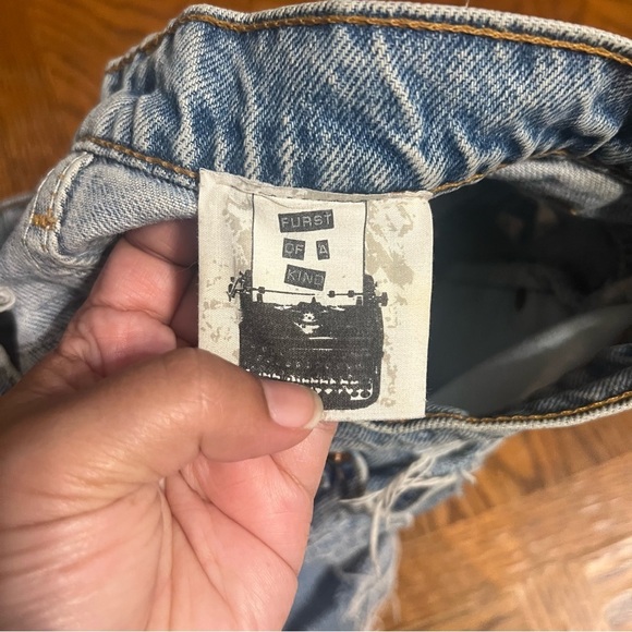 VTG Levi's Orange Tab Furst Of A Kind Heavy Distressed Cut Off Mini Shorts 30 - Picture 6 of 14